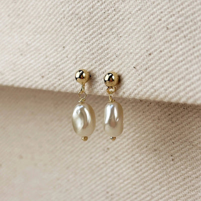 18k Gold Filled Drop Baroque Pearl Earrings - Beloved Boutique