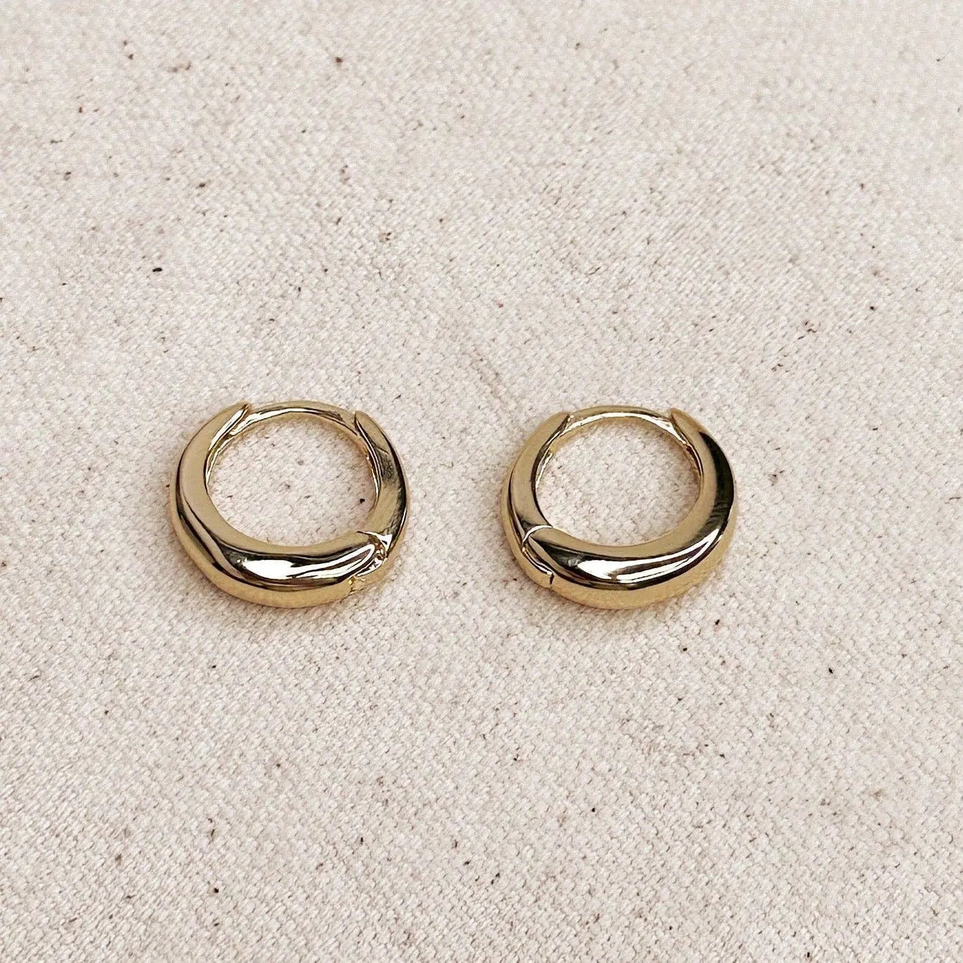 18k Gold Filled Earrings British Closure Artisan Clicker Hoop - Beloved Boutique