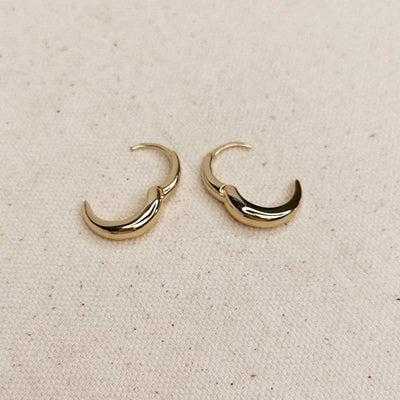 18k Gold Filled Earrings British Closure Artisan Clicker Hoop - Beloved Boutique