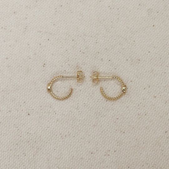 18k Gold Filled Earrings Mini CZ Eye C Hoop - Beloved Boutique
