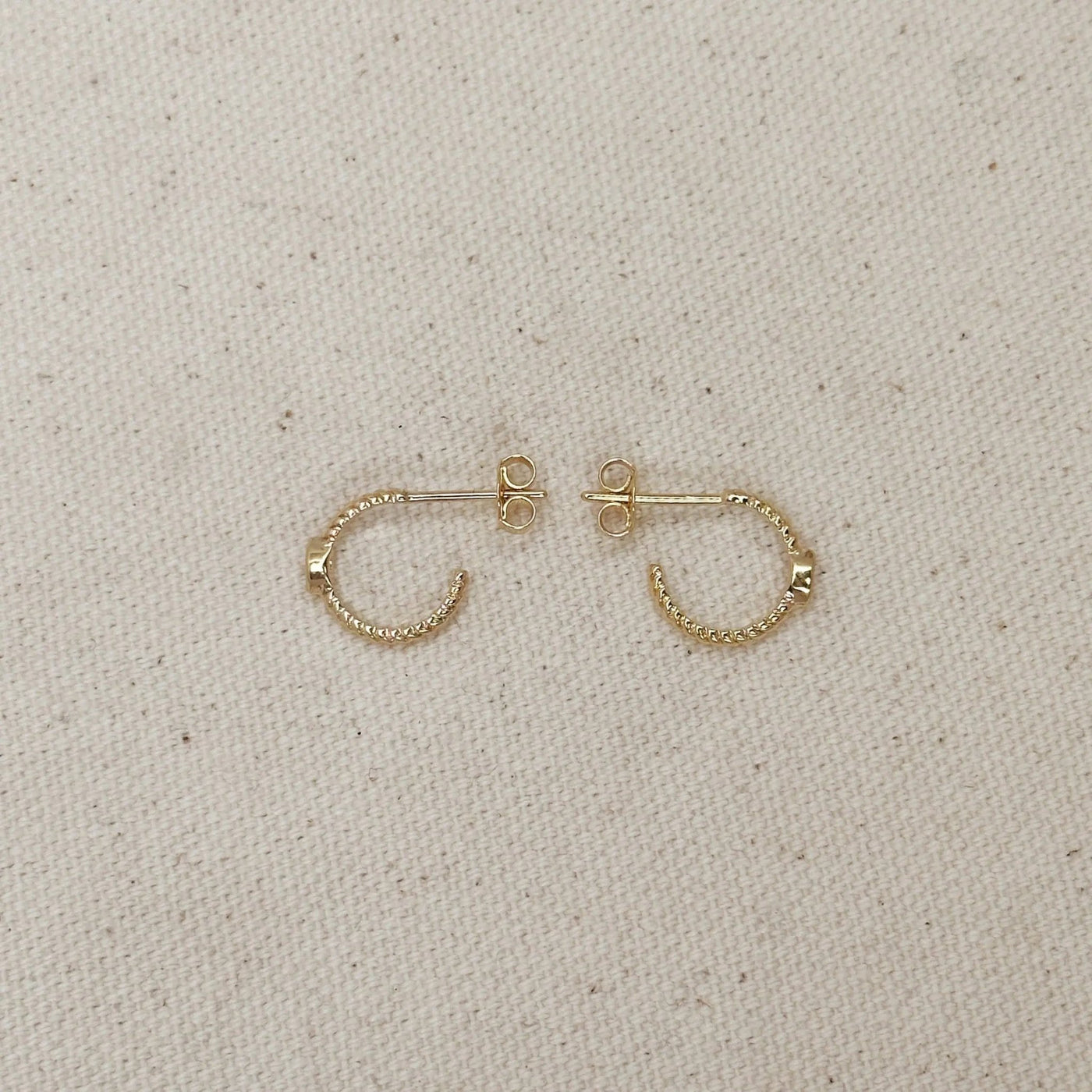 18k Gold Filled Earrings Mini CZ Eye C Hoop - Beloved Boutique