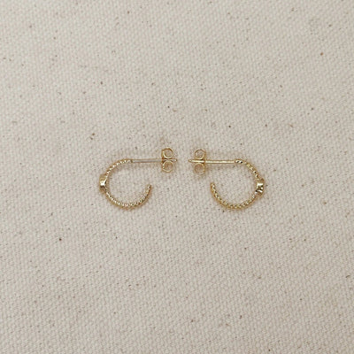 18k Gold Filled Earrings Mini CZ Eye C Hoop - Beloved Boutique
