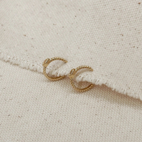 18k Gold Filled Earrings Mini CZ Eye C Hoop - Beloved Boutique