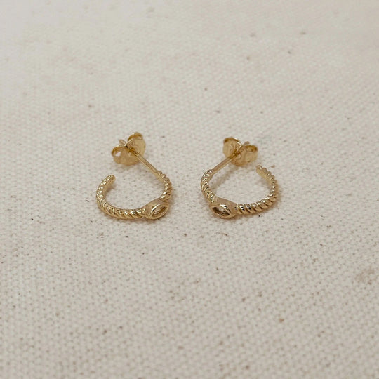 18k Gold Filled Earrings Mini CZ Eye C Hoop - Beloved Boutique