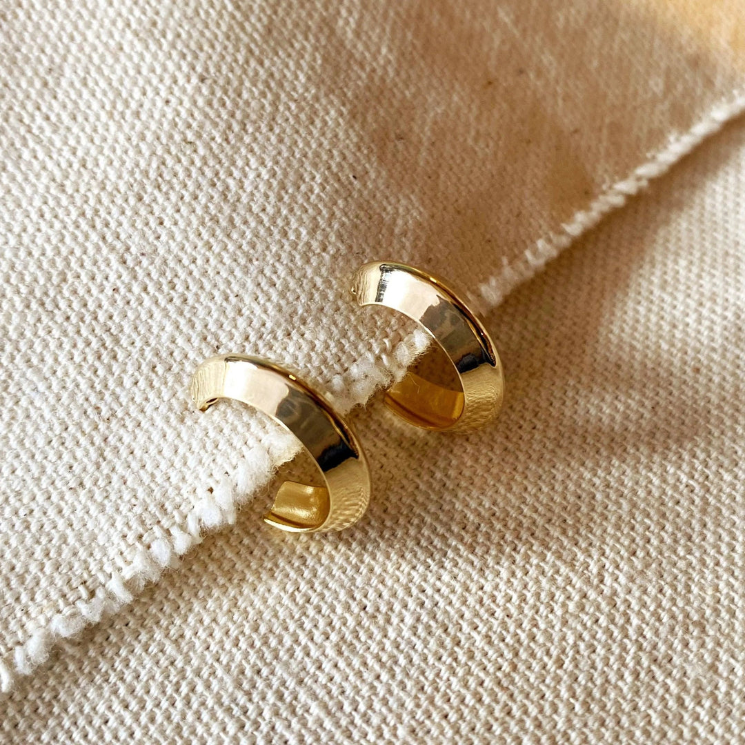 18k Gold Filled Faceted Half - Hoop Earrings - Elegant Design - Beloved Boutique