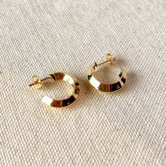 18k Gold Filled Faceted Half - Hoop Earrings - Elegant Design - Beloved Boutique