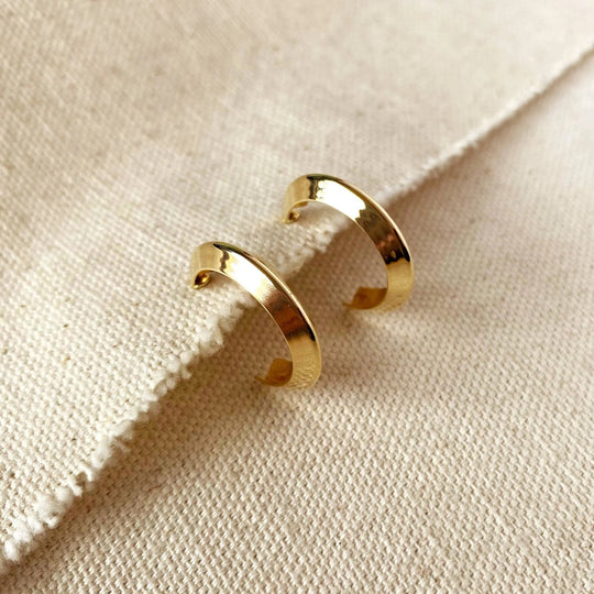 18k Gold Filled Faceted Half - Hoop Earrings - Larger Size - Beloved Boutique