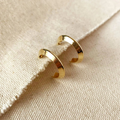 18k Gold Filled Faceted Half - Hoop Earrings - Larger Size - Beloved Boutique