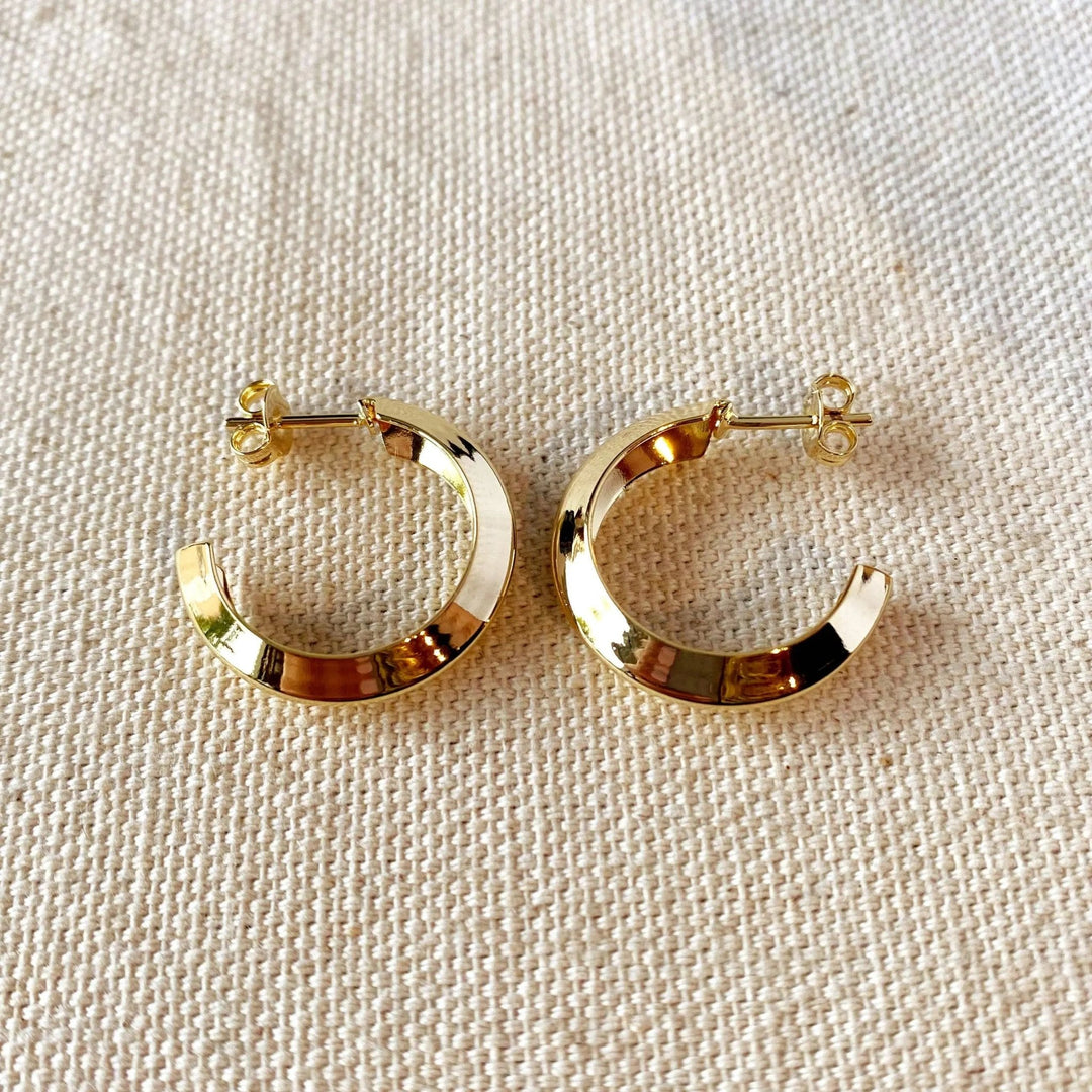 18k Gold Filled Faceted Half - Hoop Earrings - Larger Size - Beloved Boutique