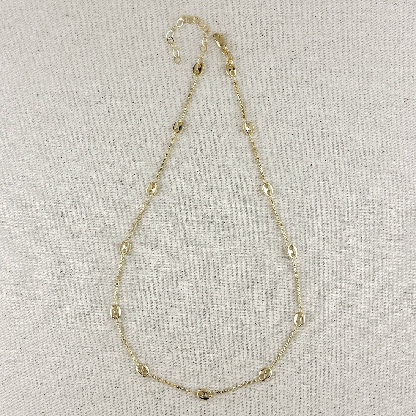 18k Gold Filled Fancy Box Chain Necklace - Beloved Boutique