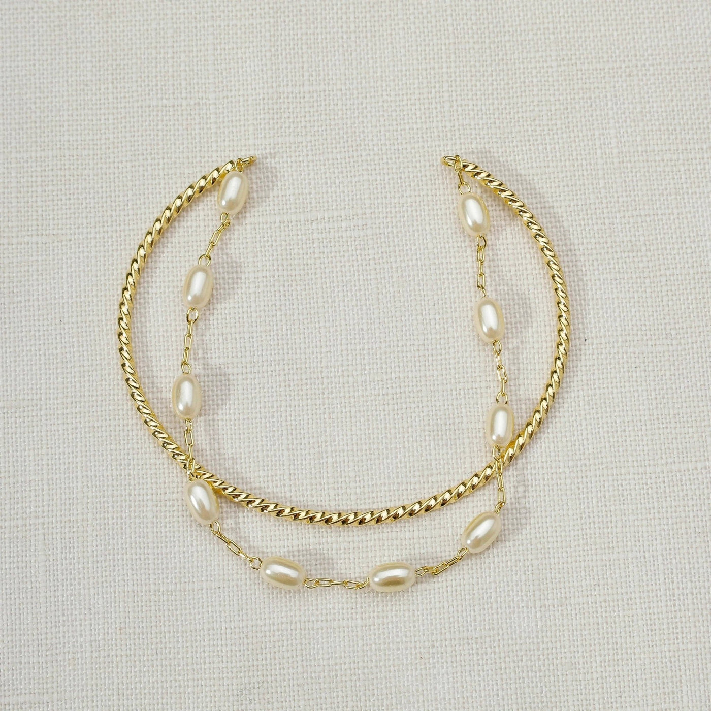 18k Gold Filled Gold And Pearl Cuff Bracelet - Beloved Boutique