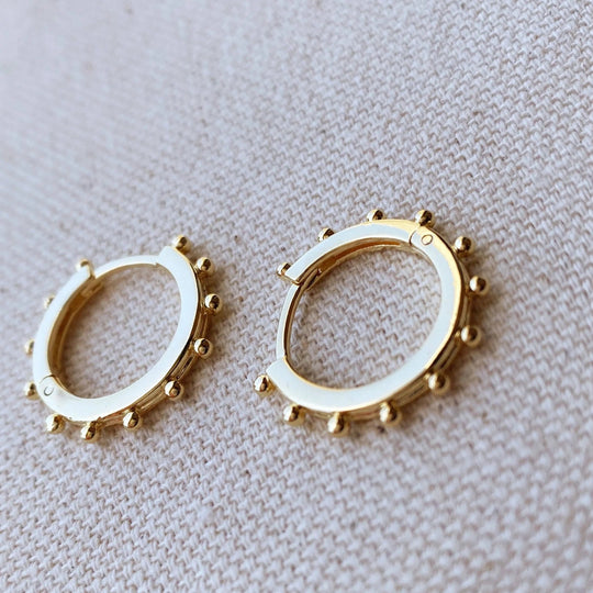 18k Gold Filled Hoop Earrings with Ball Detail - Beloved Boutique