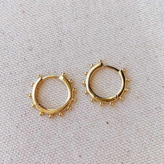 18k Gold Filled Hoop Earrings with Ball Detail - Beloved Boutique