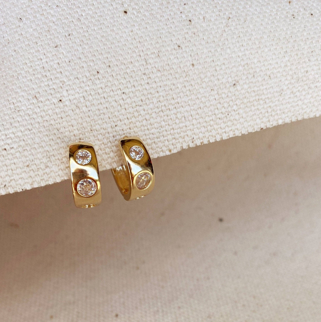 18k Gold Filled Huggie CZ Hoop Earrings For Wholesale And Jewelry Supplies - Beloved Boutique