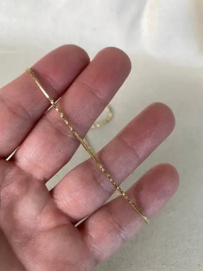 18k Gold Filled Interspersed Twisted Box Chain 1.0mm Thickne - Beloved Boutique
