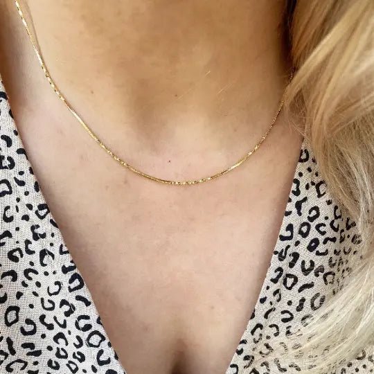 18k Gold Filled Interspersed Twisted Box Chain 1.0mm Thickne - Beloved Boutique
