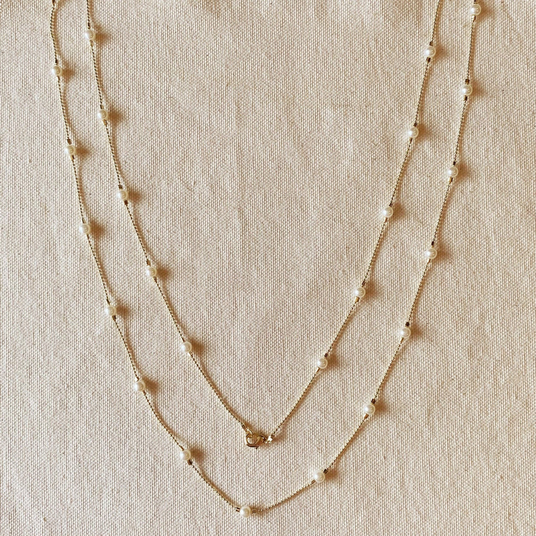 18k Gold Filled Long Wrap Around Pearl Necklace - Beloved Boutique