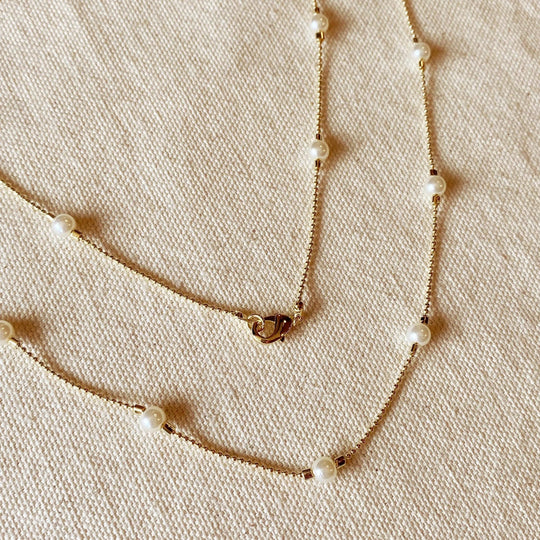 18k Gold Filled Long Wrap Around Pearl Necklace - Beloved Boutique