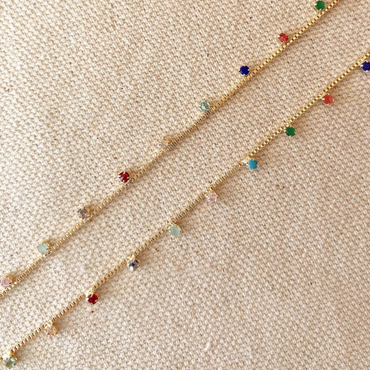 18k Gold Filled Micro Cubic Zirconia Colored Stones Necklace - Beloved Boutique