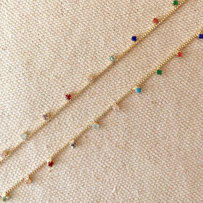 18k Gold Filled Micro Cubic Zirconia Colored Stones Necklace - Beloved Boutique