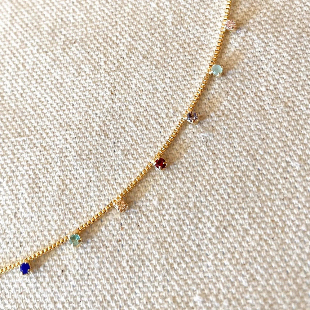 18k Gold Filled Micro Cubic Zirconia Colored Stones Necklace - Beloved Boutique