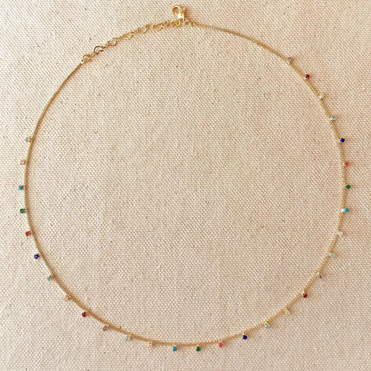 18k Gold Filled Micro Cubic Zirconia Colored Stones Necklace - Beloved Boutique