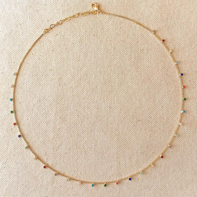 18k Gold Filled Micro Cubic Zirconia Colored Stones Necklace - Beloved Boutique