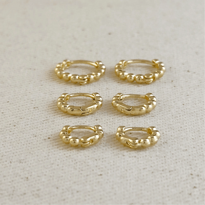 18k Gold Filled Mini Beaded Clicker Hoop Earrings - Beloved Boutique