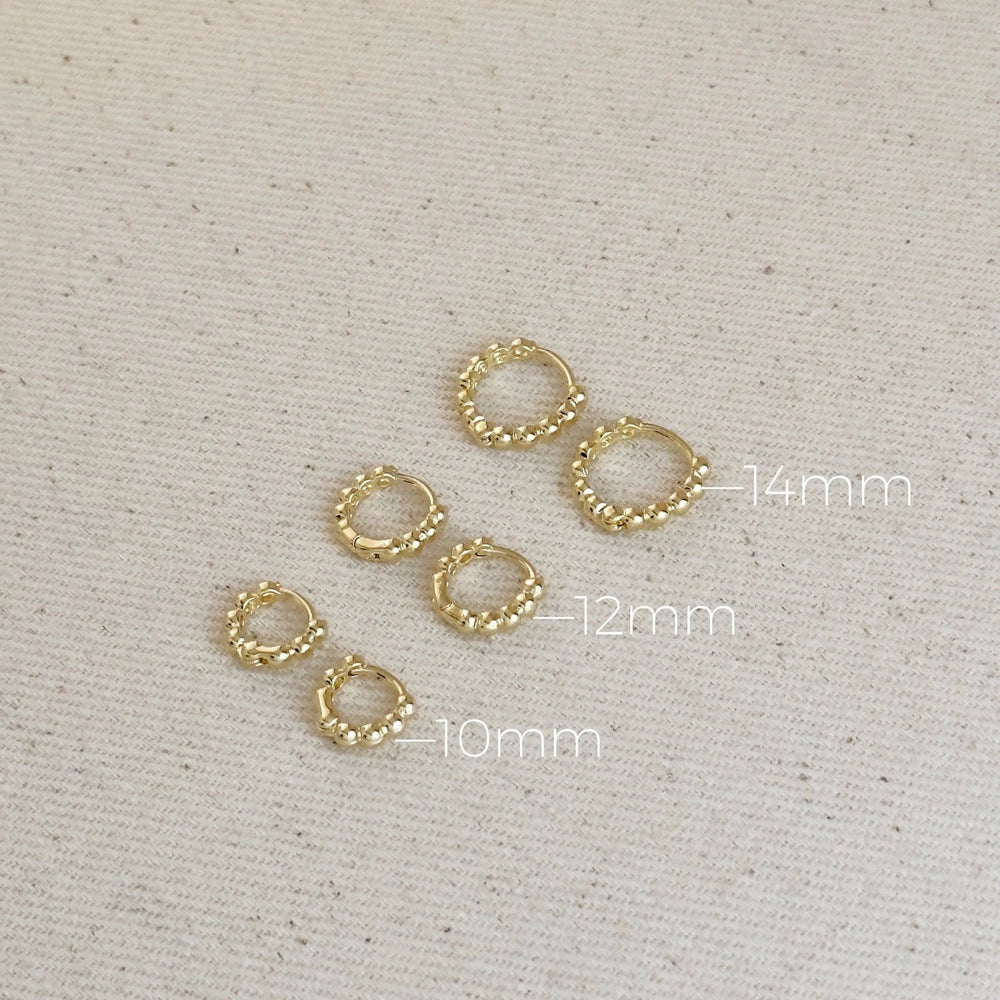 18k Gold Filled Mini Beaded Clicker Hoop Earrings - Beloved Boutique