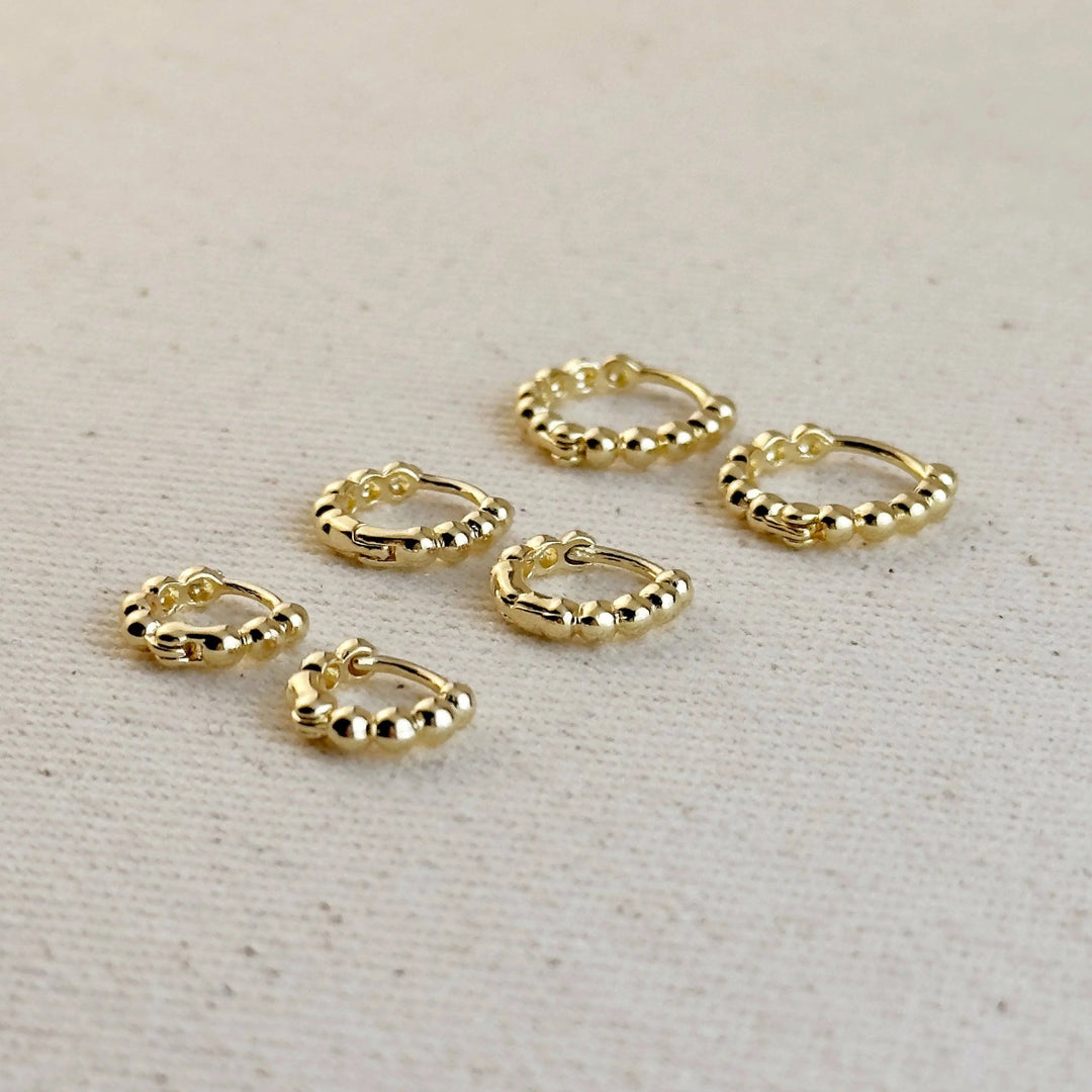 18k Gold Filled Mini Beaded Clicker Hoop Earrings - Beloved Boutique