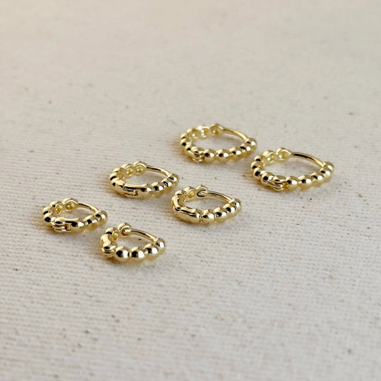 18k Gold Filled Mini Beaded Clicker Hoop Earrings - Beloved Boutique
