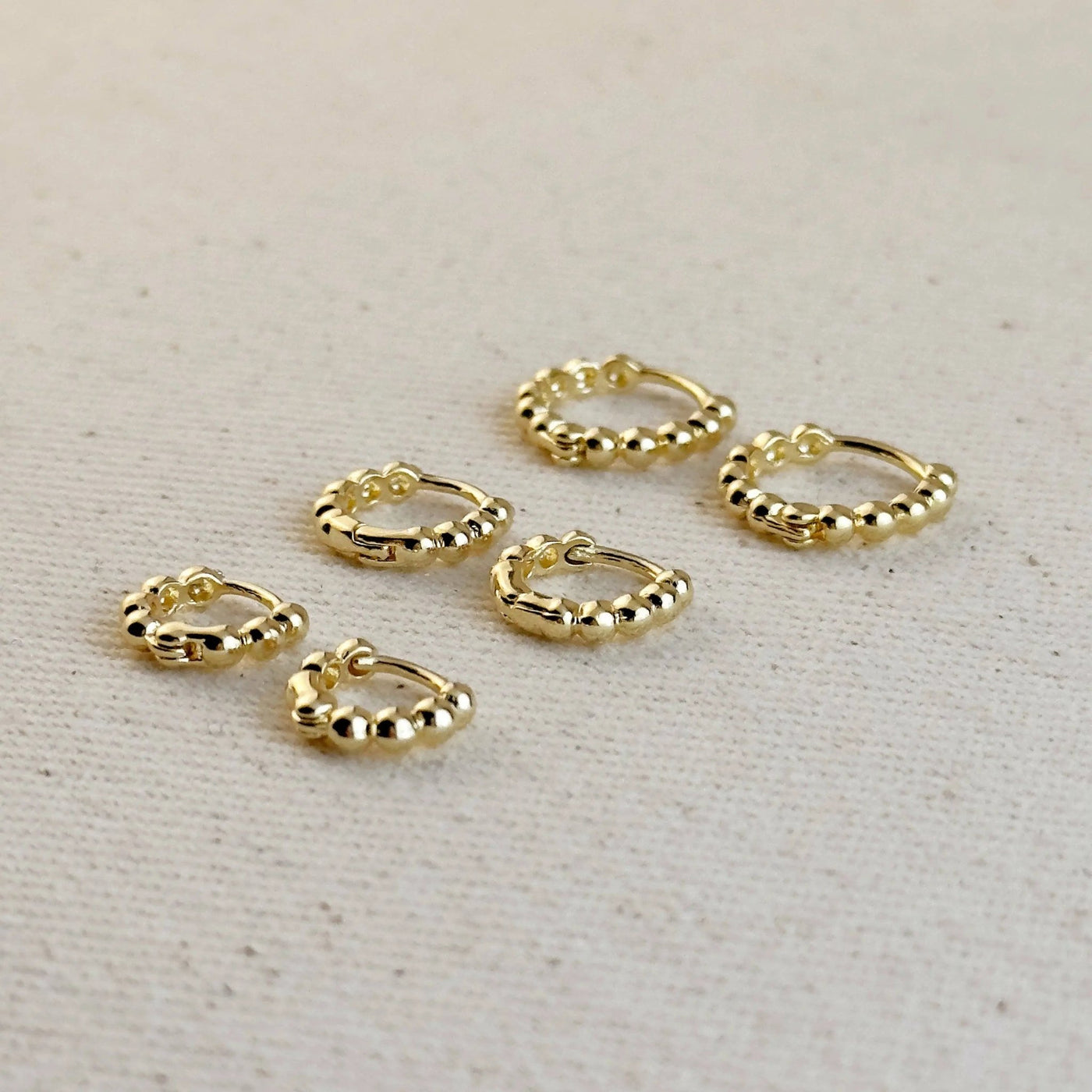 18k Gold Filled Mini Beaded Clicker Hoop Earrings - Beloved Boutique