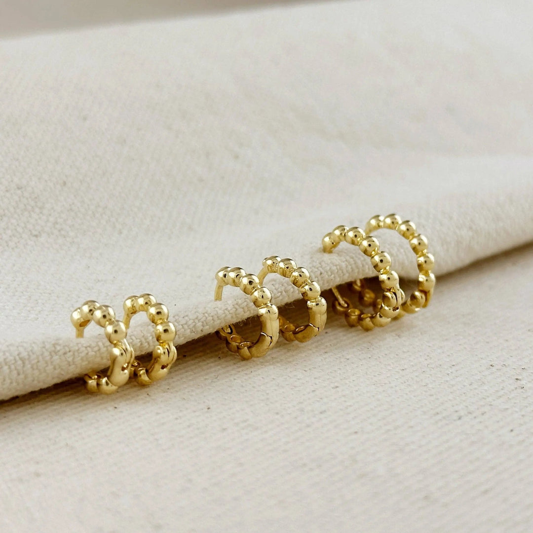 18k Gold Filled Mini Beaded Clicker Hoop Earrings - Beloved Boutique