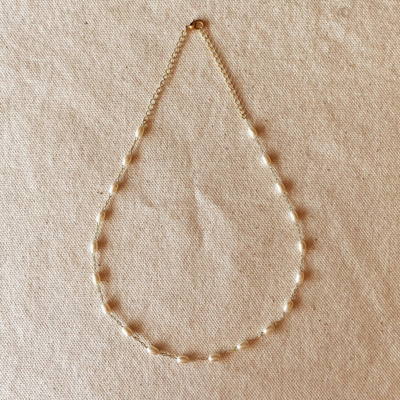 18k Gold Filled Oval Shaped Pearl Necklace - Beloved Boutique