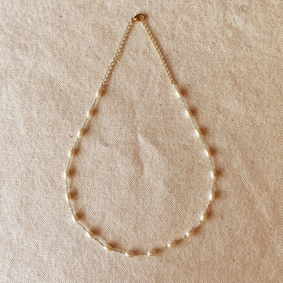 18k Gold Filled Oval Shaped Pearl Necklace - Beloved Boutique