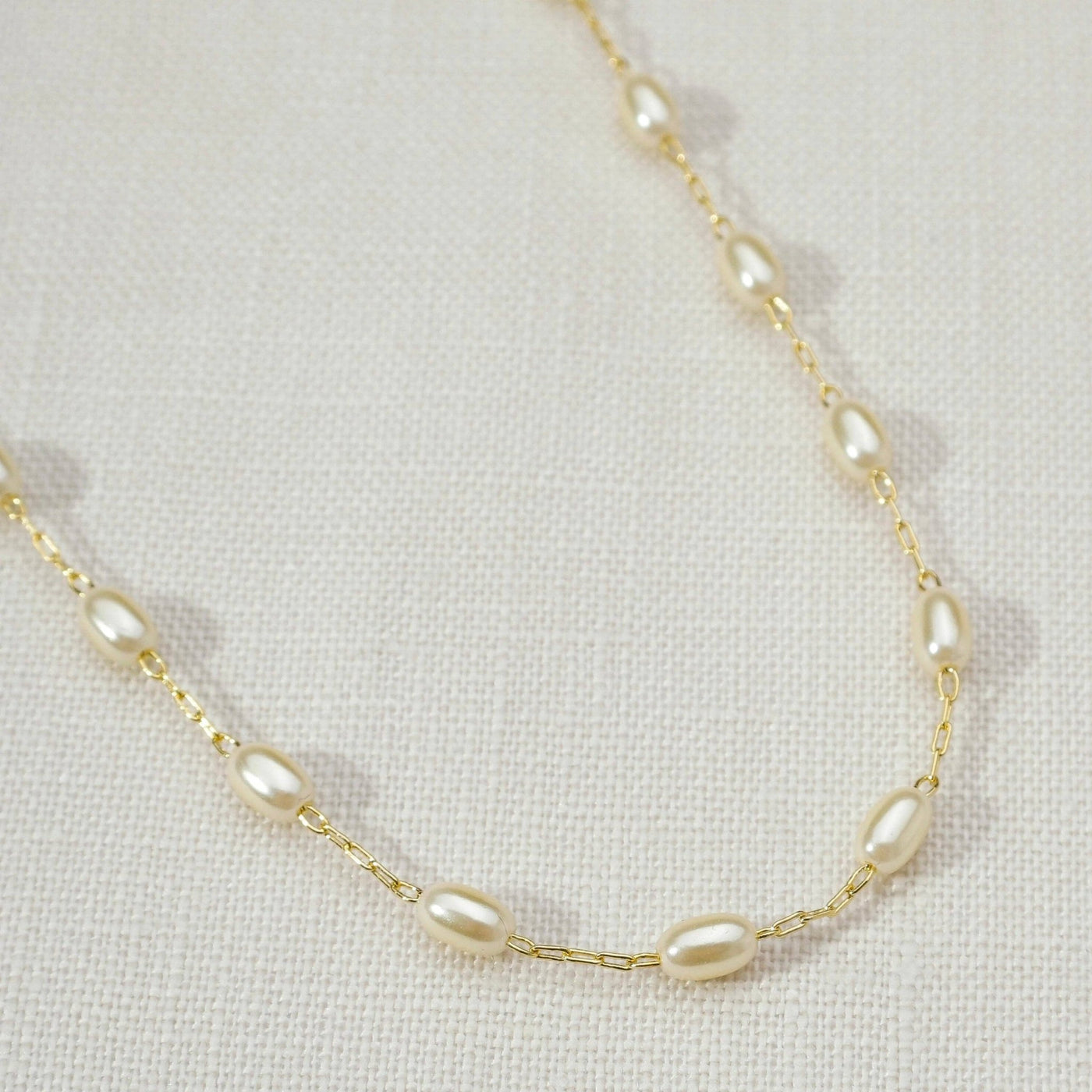 18k Gold Filled Oval Shaped Pearl Necklace - Beloved Boutique