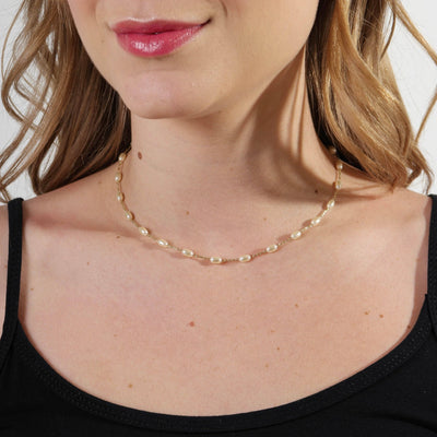 18k Gold Filled Oval Shaped Pearl Necklace - Beloved Boutique