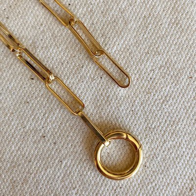 18k Gold Filled Paperclip Chain Necklace Featuring Carabine - Beloved Boutique