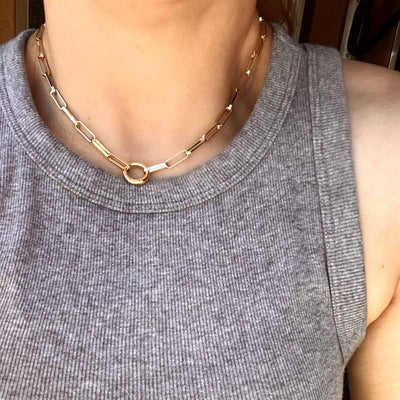 18k Gold Filled Paperclip Chain Necklace Featuring Carabine - Beloved Boutique