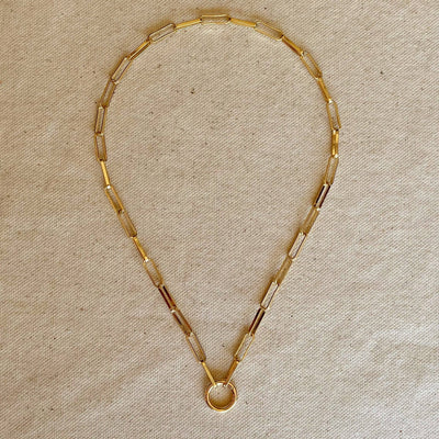 18k Gold Filled Paperclip Chain Necklace Featuring Carabine - Beloved Boutique