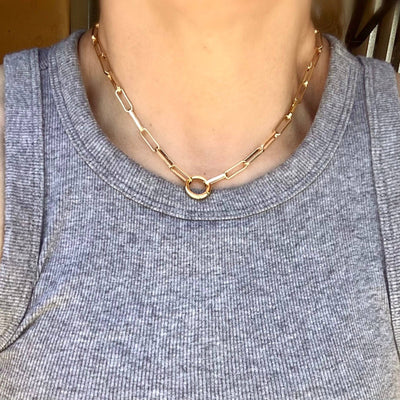 18k Gold Filled Paperclip Chain Necklace Featuring Carabine - Beloved Boutique