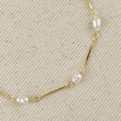 18k Gold Filled Pearl Bead & Straw Bracelet - Beloved Boutique