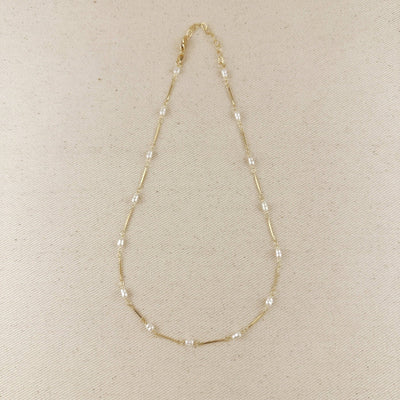 18K Gold Filled Pearl Bead & Straw Necklace - Beloved Boutique