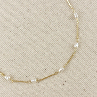 18K Gold Filled Pearl Bead & Straw Necklace - Beloved Boutique
