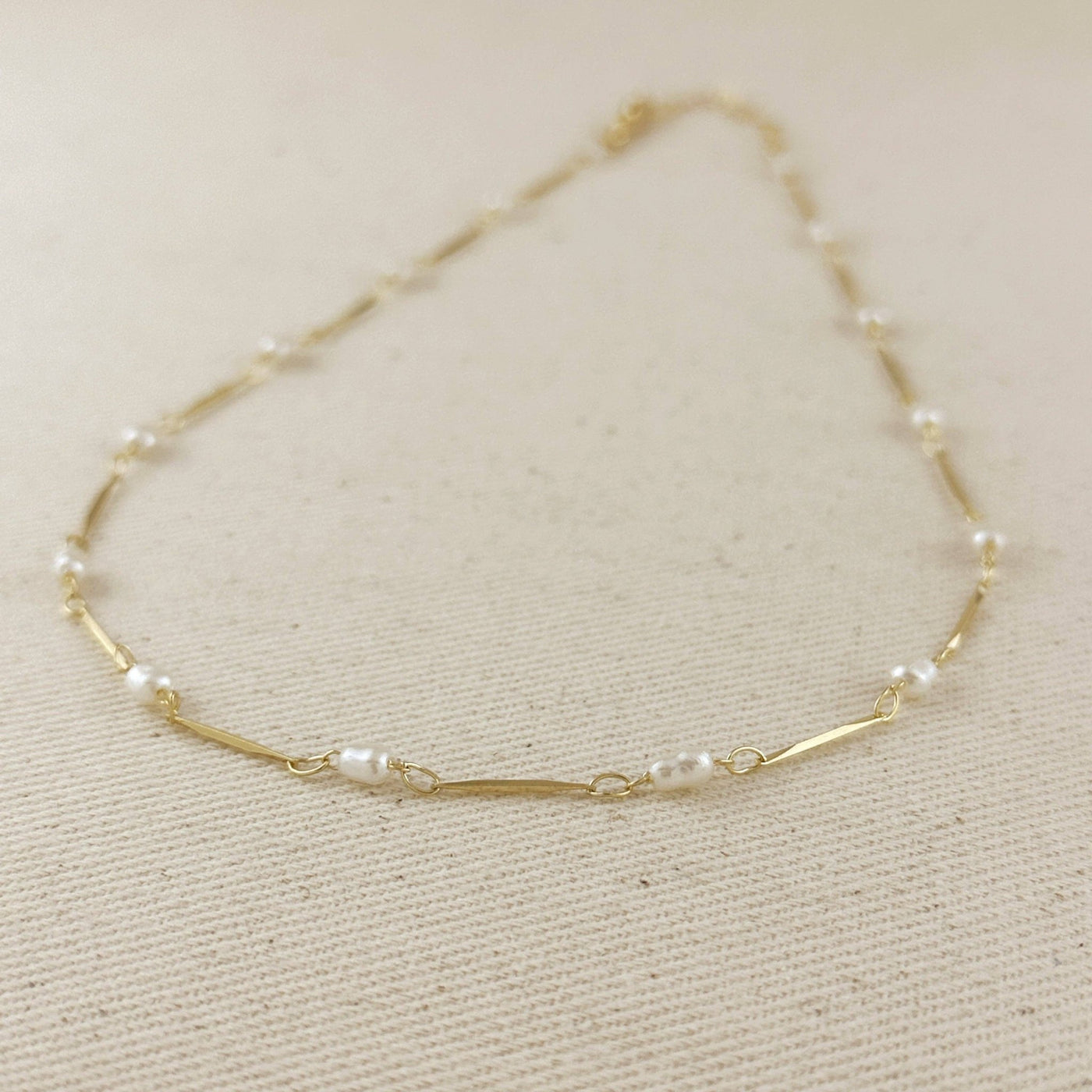 18K Gold Filled Pearl Bead & Straw Necklace - Beloved Boutique