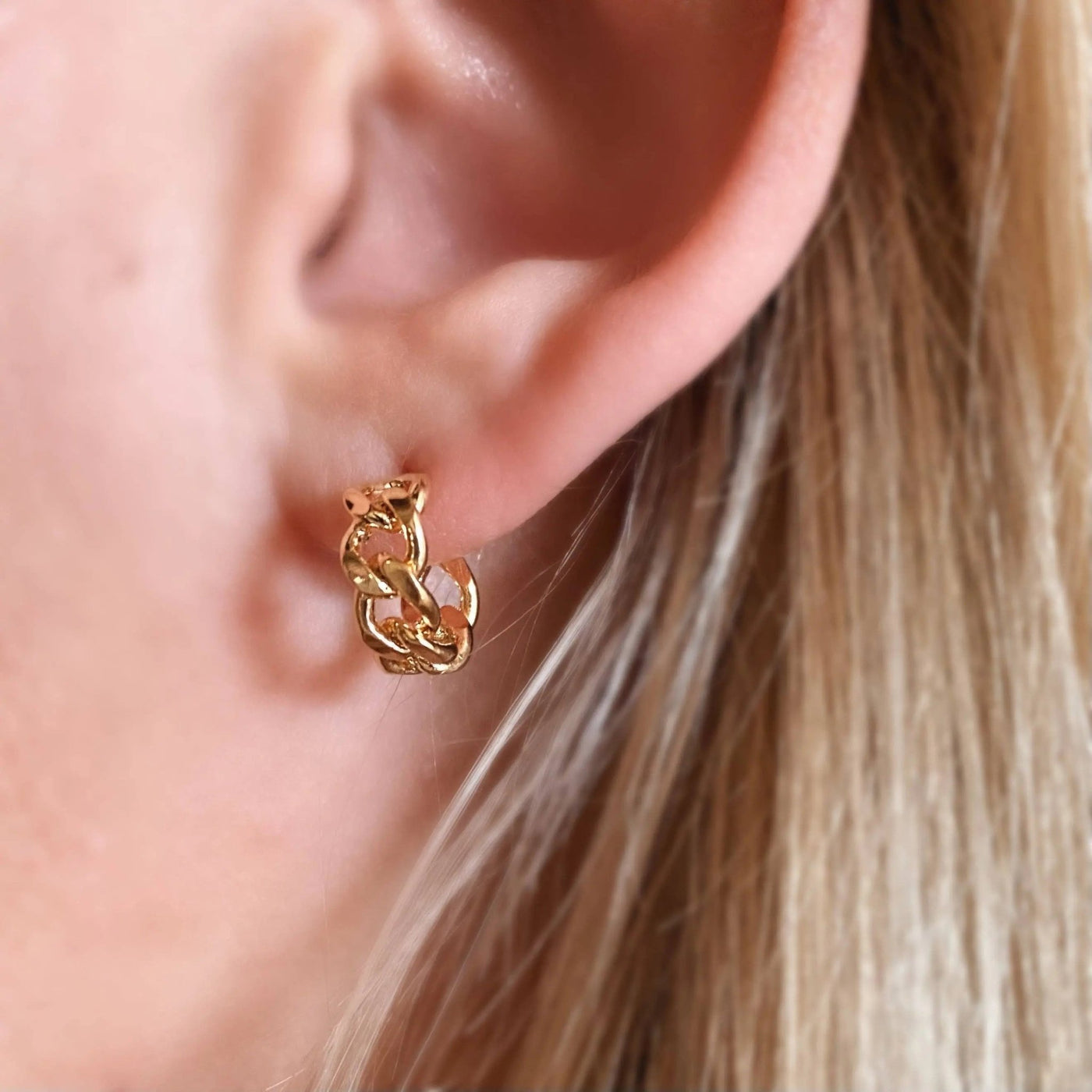 18k Gold Filled Petite Cuban Link Chain C - Hoop Earrings - Beloved Boutique