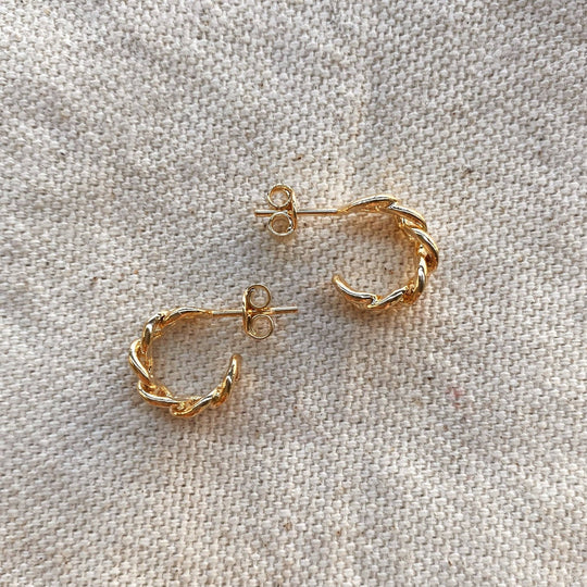 18k Gold Filled Petite Cuban Link Chain C - Hoop Earrings - Beloved Boutique