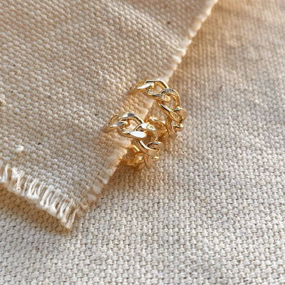 18k Gold Filled Petite Cuban Link Chain C - Hoop Earrings - Beloved Boutique