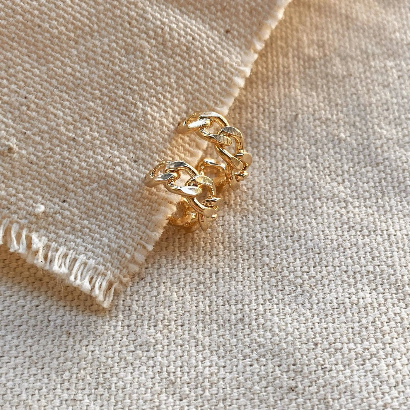 18k Gold Filled Petite Cuban Link Chain C - Hoop Earrings - Beloved Boutique