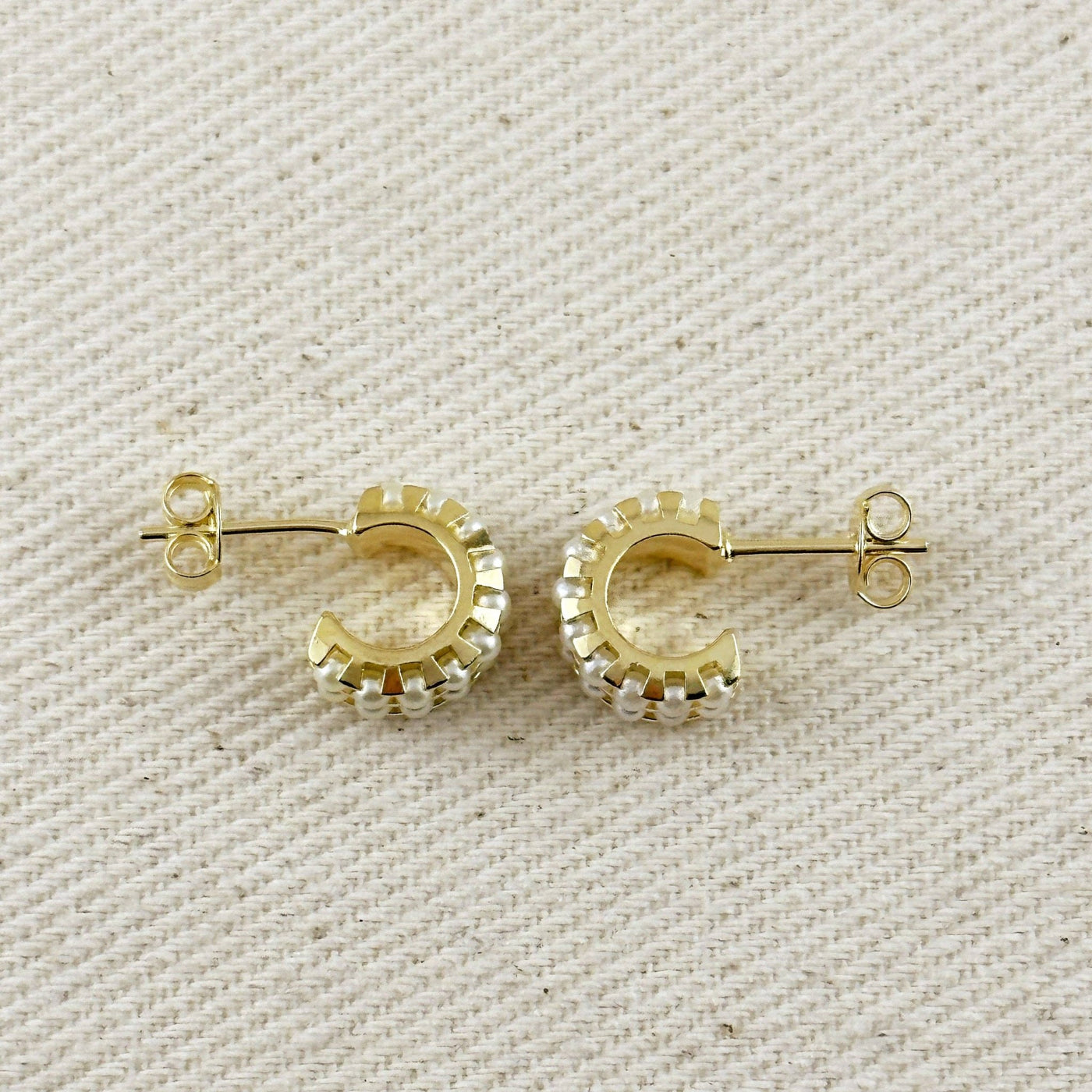 18k Gold Filled Petite Double Pearl C - Hoop Earrings - Beloved Boutique